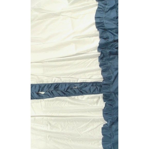 Vintage 60s 70s Blue White Ruffle Window Treatment Curtains Drapes Long Handmade - Picture 4 of 9